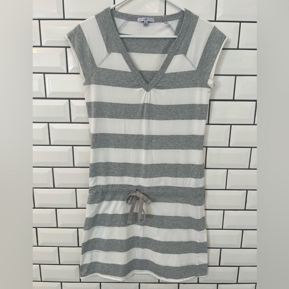 Gray and White Striped GAP Dress